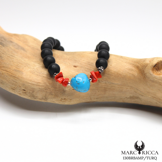 Bracelet acier corail et turquoise