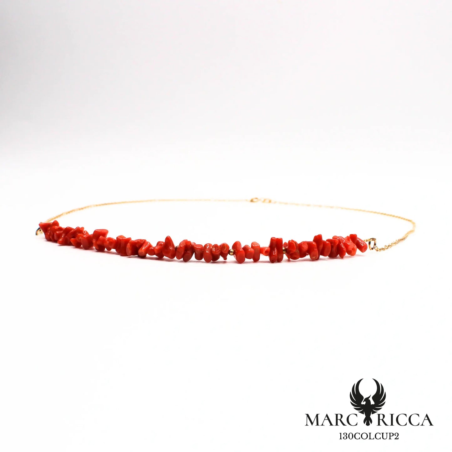 Collier corail cupolino et chaîne en vermeil