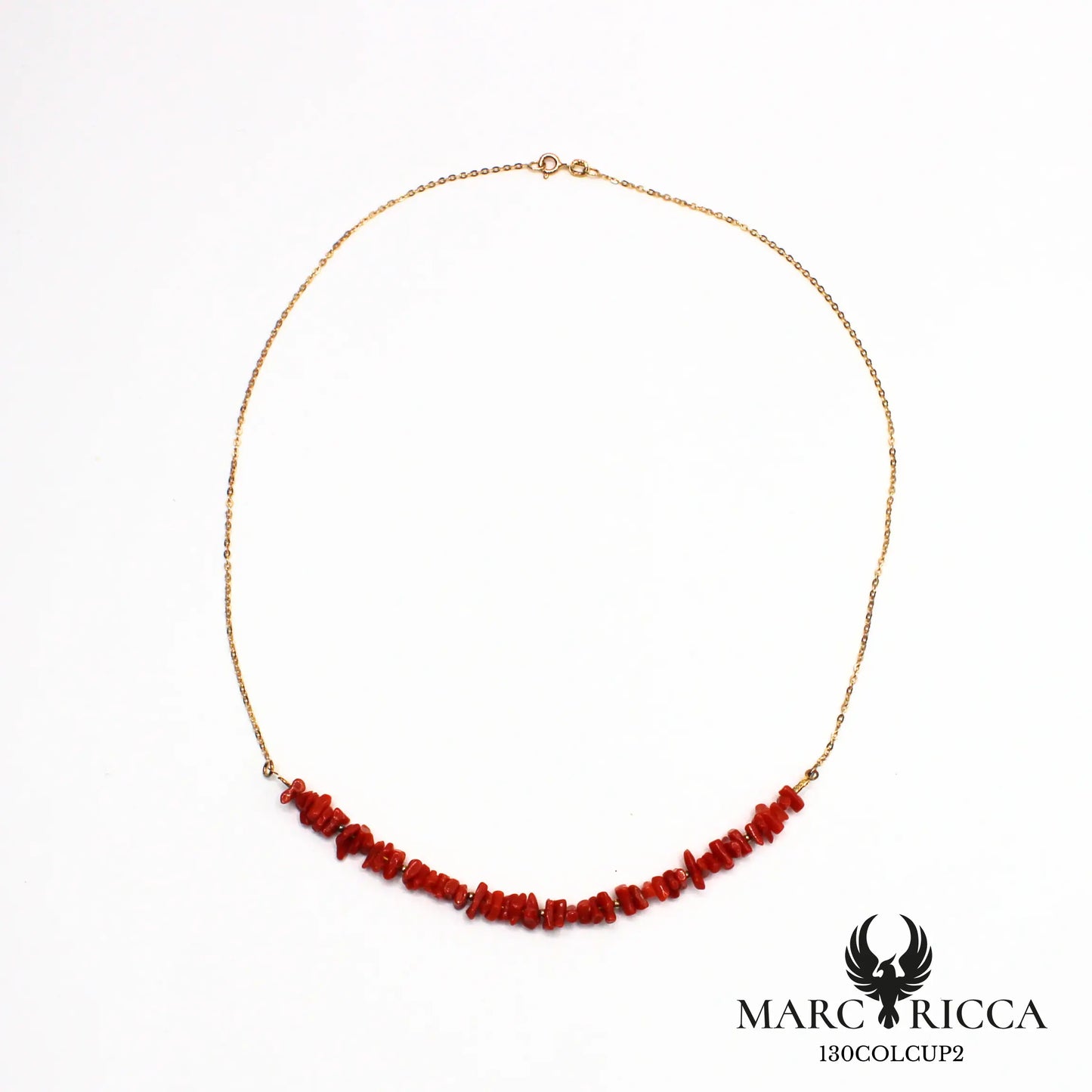 Collier corail cupolino et chaîne en vermeil