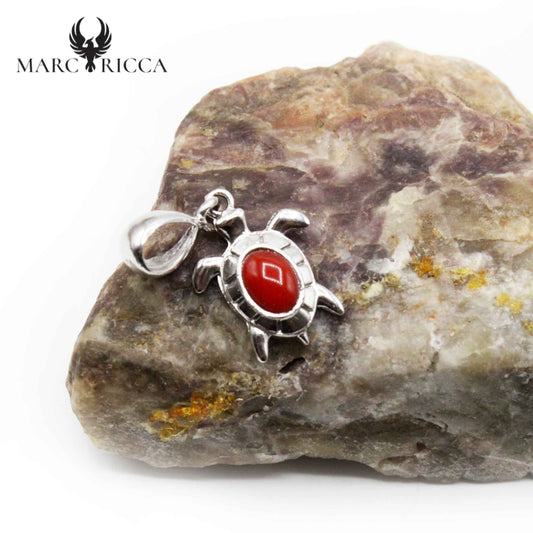 Pendentif Argent Tortue en Corail