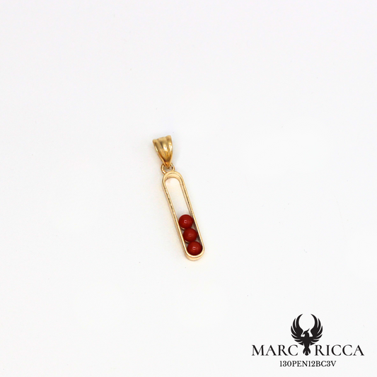 Pendentif en vermeil avec 3 perles de corail de 3 mm