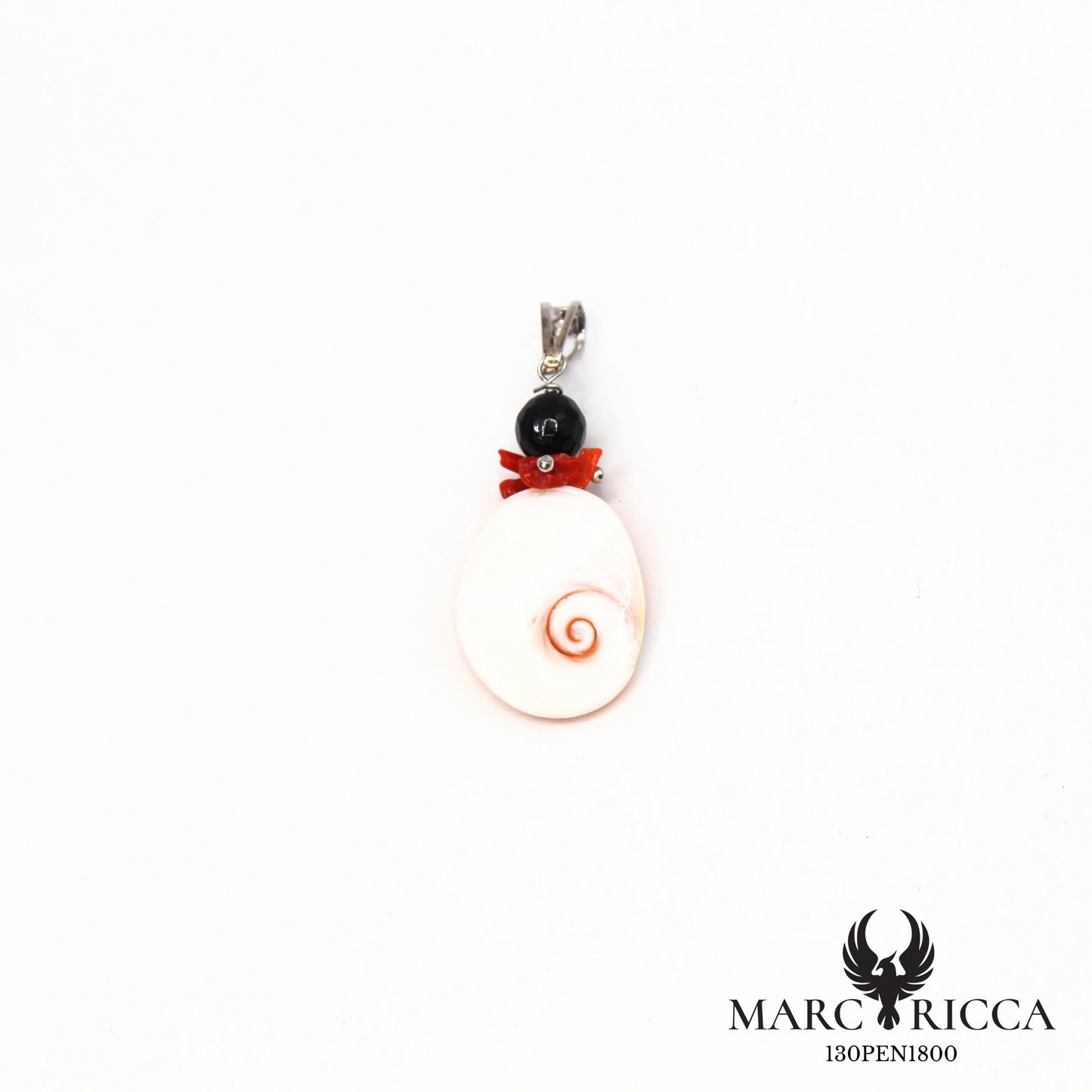Pendentif Argent Œil de St-Lucie, Corail & Onyx Vermeil