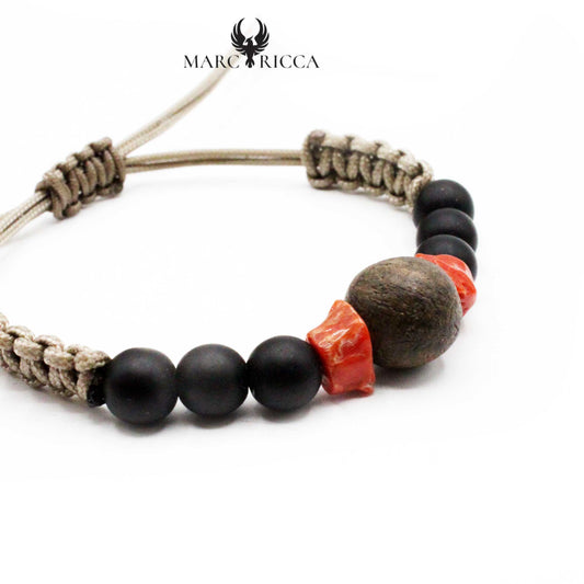 Bracelet Cordon Ronce de Noyer, Corail & Bakélite