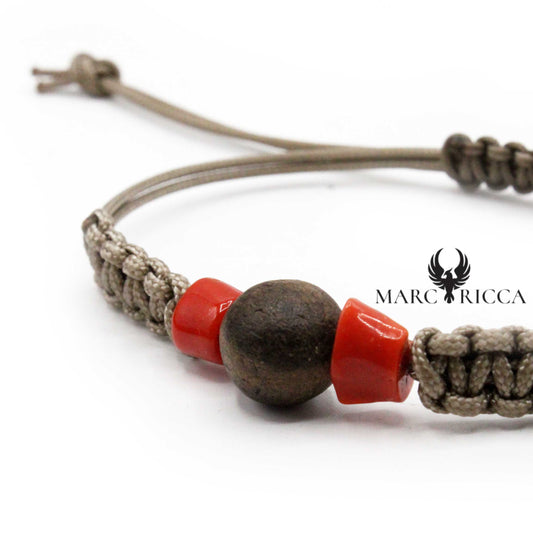 Bracelet Cordon Ronce de Noyer & Corail
