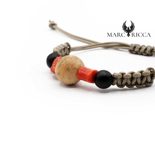 Bracelet Cordon Genévrier, Corail & Bakélite