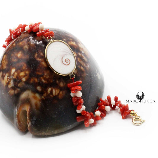 Bracelet Or Corail & Œil de St-Lucie