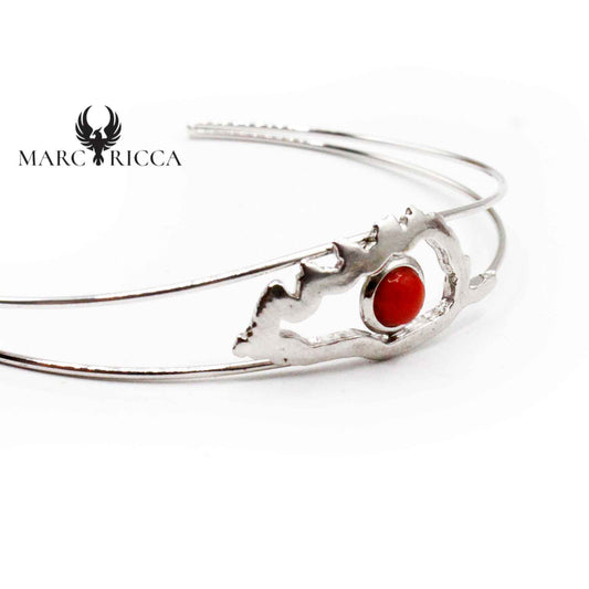 Bracelet Jonc Argent Corail et Corse