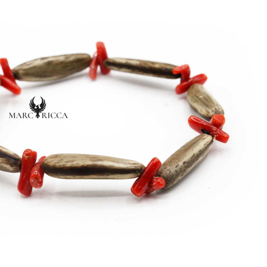 Bracelet Elastique Graines Flamboyant & Corail