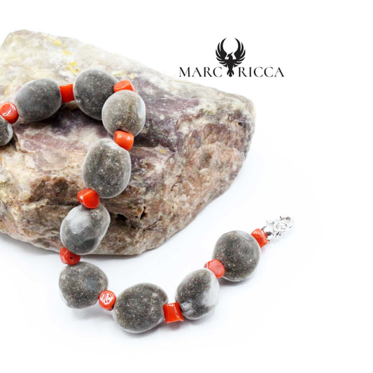Bracelet Argent Corail & Graine Zanzibar