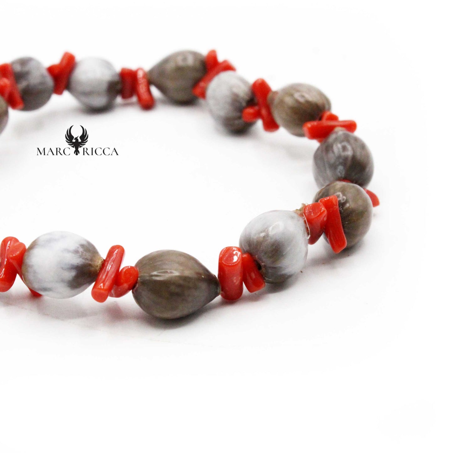 Bracelet Elastique Graine Larme à Job & Corail