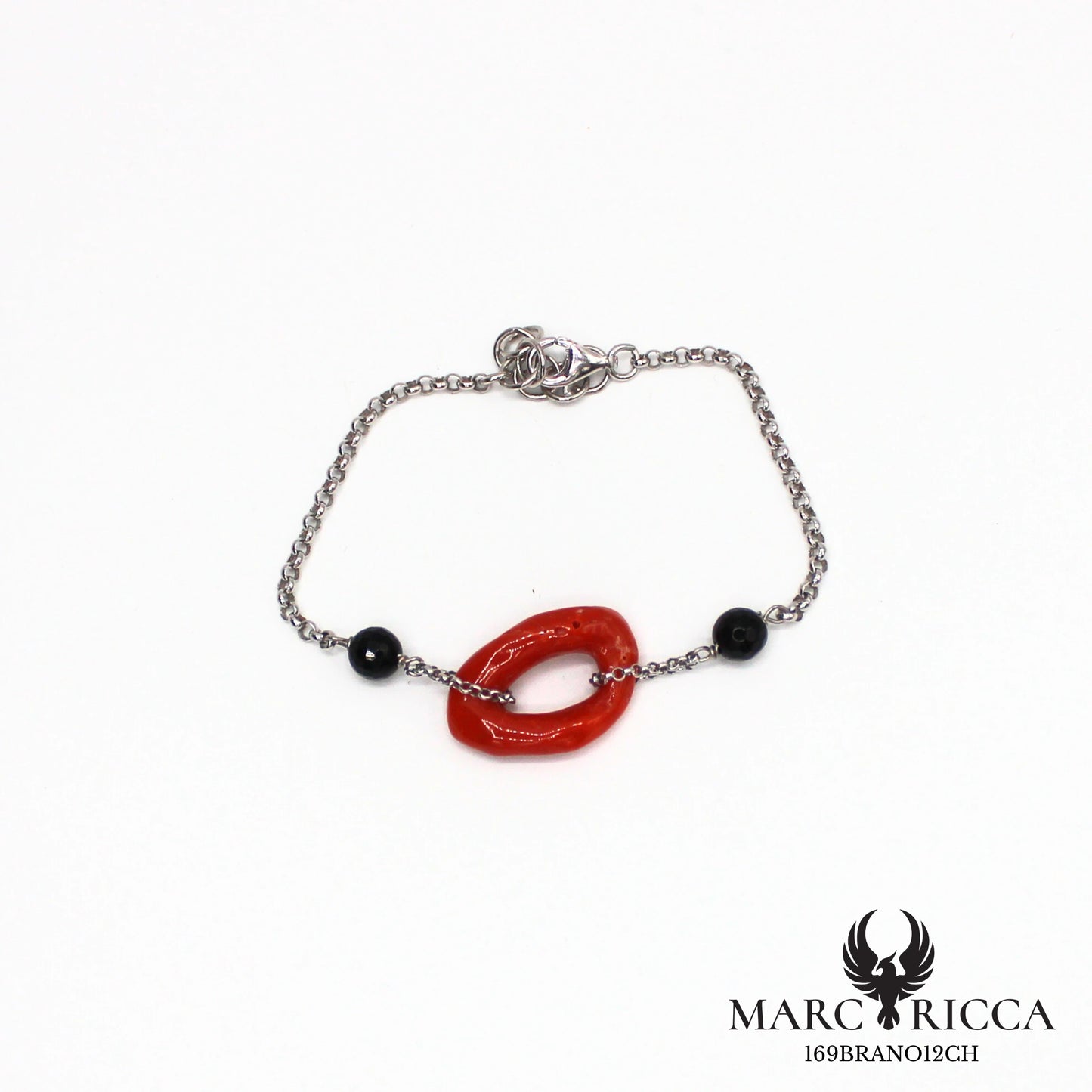 Bracelet Argent Anneau de Corail Rouge