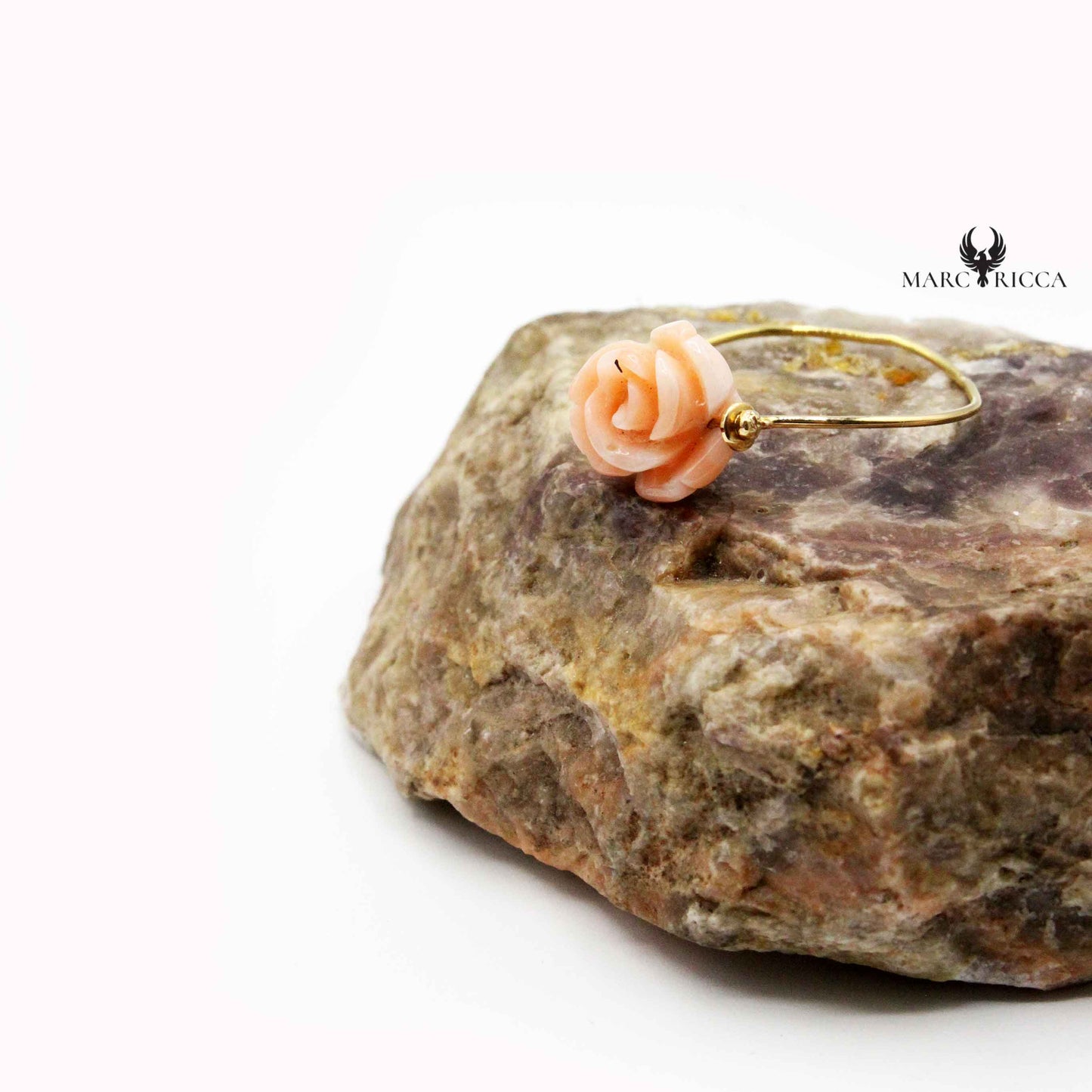 Bague Or Corail Rose Forme Rose