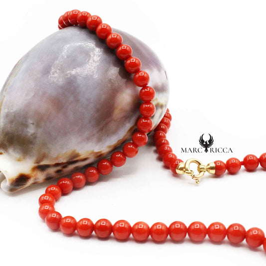 Collier Boule de Corail Fermoir or