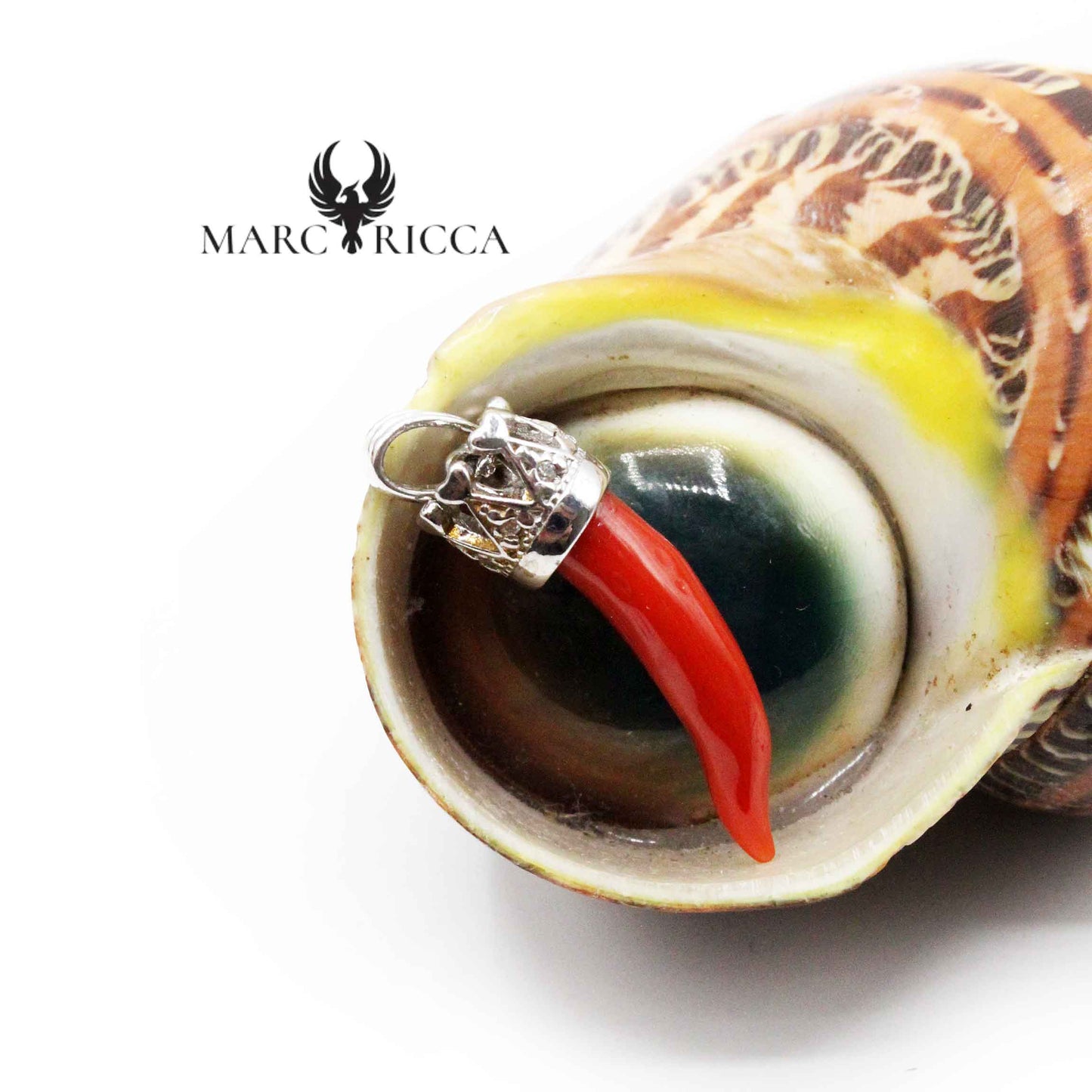 Pendentif Argent Corne en Corail Couronne