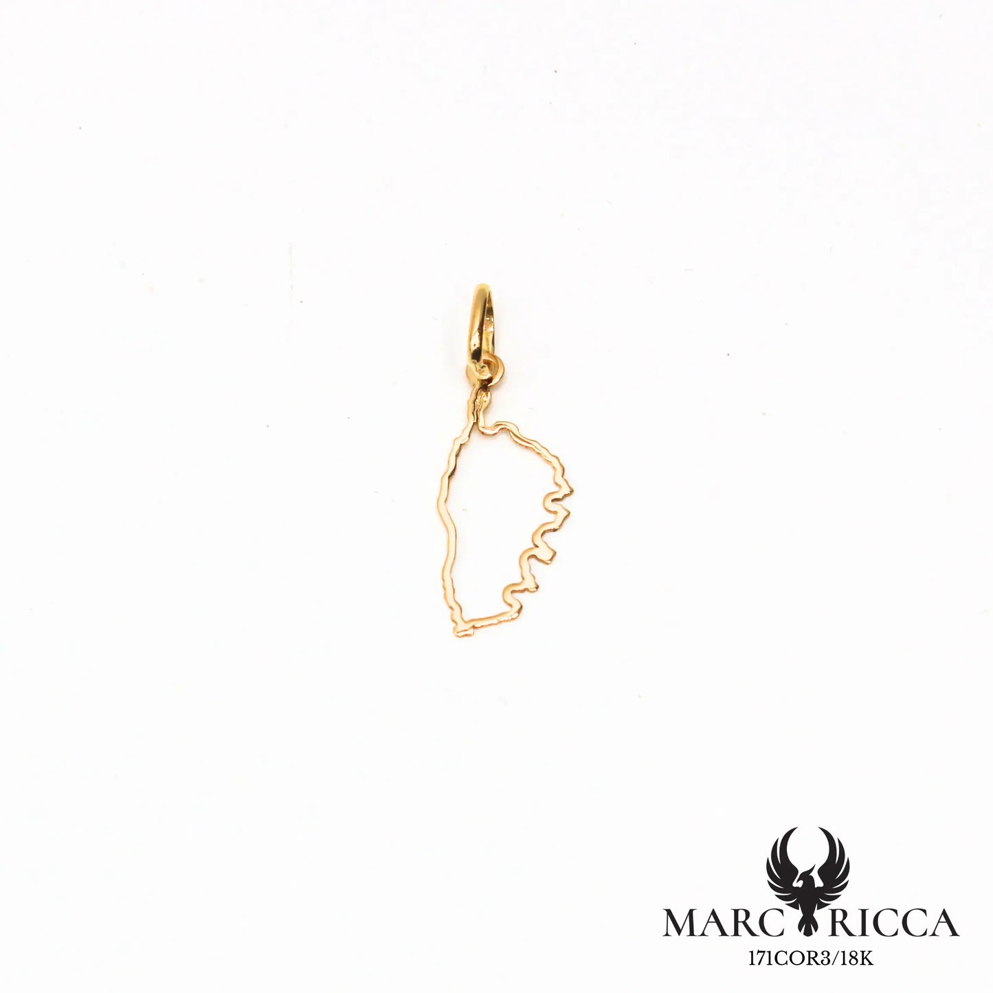Pendentif Or Corse Géographique 18 ou 9 Carats 2cm / 2.7cm ou 3.2cm