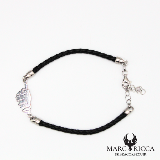 Bracelet Argent Corse Cuir et Argent