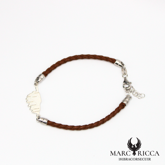 Bracelet Argent Corse Cuir et Argent