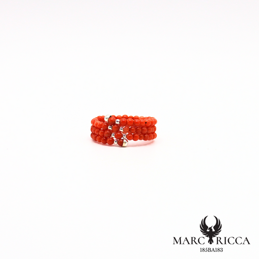 Bague perles de corail réglable