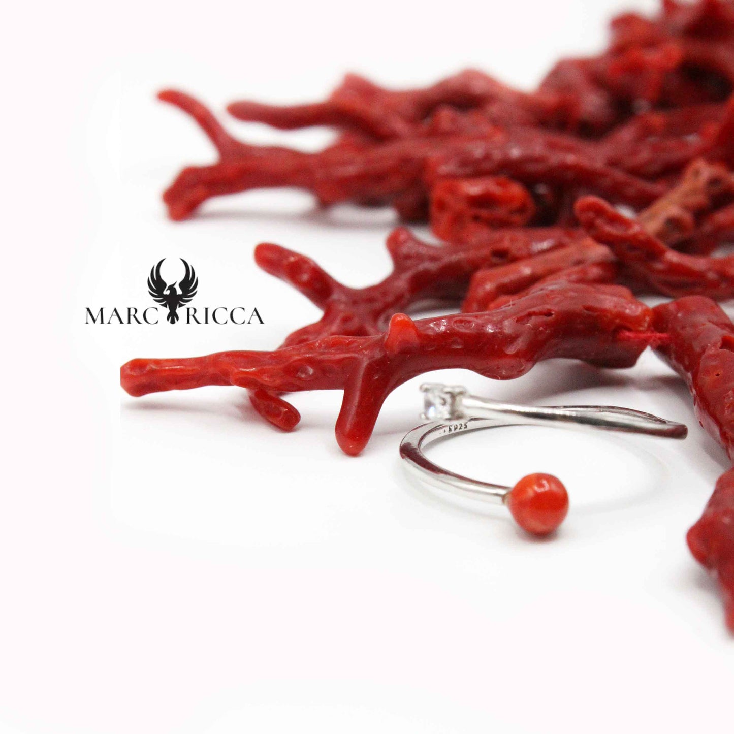 Bague Argent Corail Perle & Zirconium