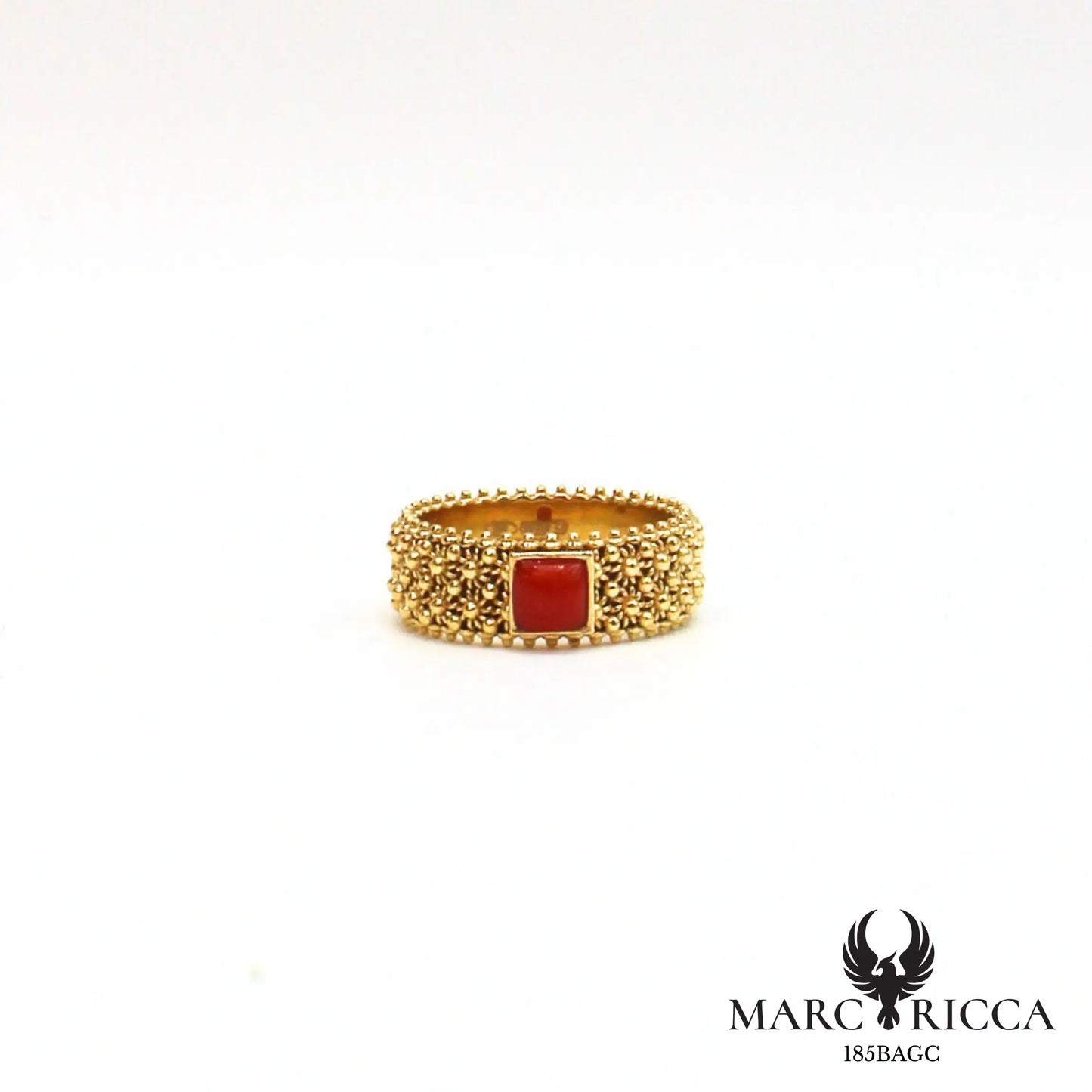 Bague sarde avec corail en vermeil