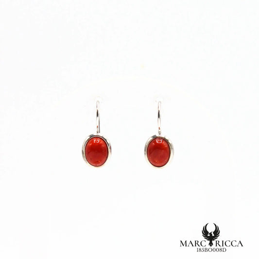 Boucles d'oreilles dormeuses avec cabochon corail