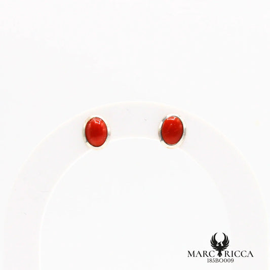 Boucles d'oreilles clous cabochons corail
