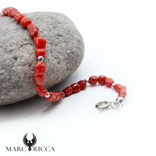 Bracelet Baroque Corail Rouge et Perles d'Argent