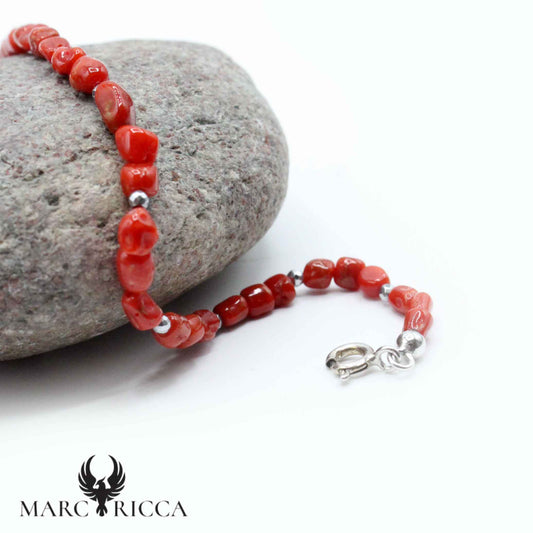 Bracelet Corail & Perles Argent