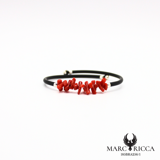 Bracelet jonc en caoutchouc et corail cupolino