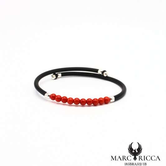 Bracelet jonc en caoutchouc avec perles de corail