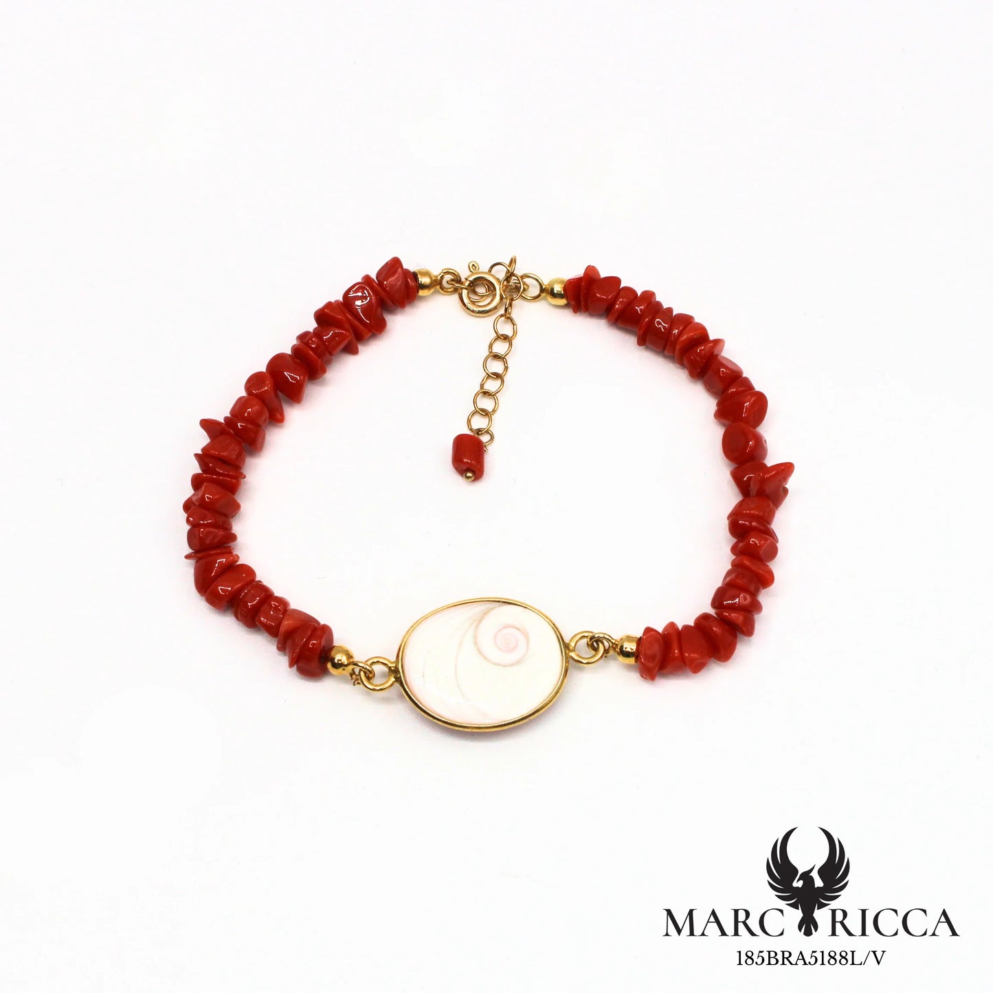 Bracelet corail chips & œil de Sainte Lucie