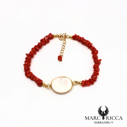 Bracelet corail chips & œil de Sainte Lucie