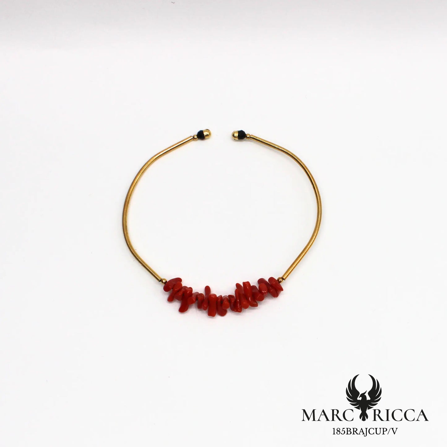 Bracelet jonc corail cupolino en vermeil