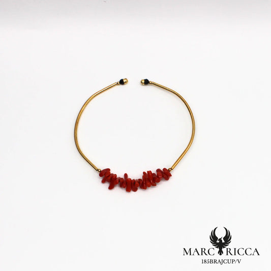Bracelet jonc corail cupolino en vermeil