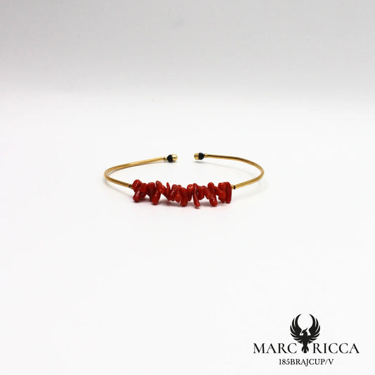 Bracelet jonc corail cupolino en vermeil