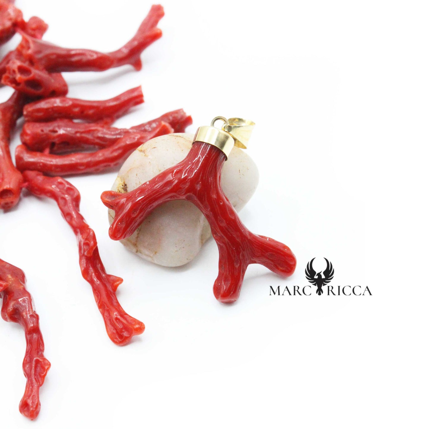 Pendentif Branche de Corail Rouge