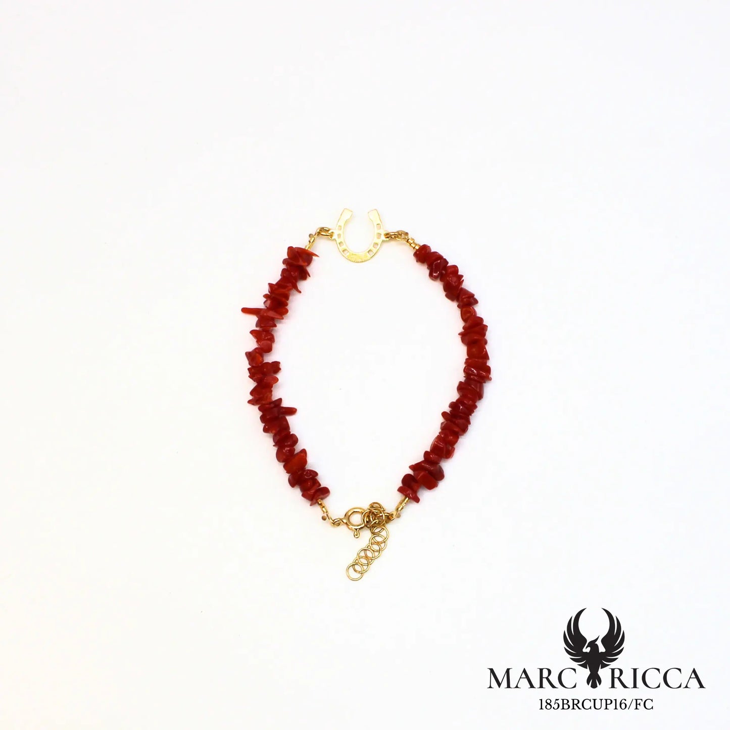 Bracelet en corail avec fer à cheval en vermeil