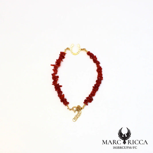 Bracelet en corail avec fer à cheval en vermeil