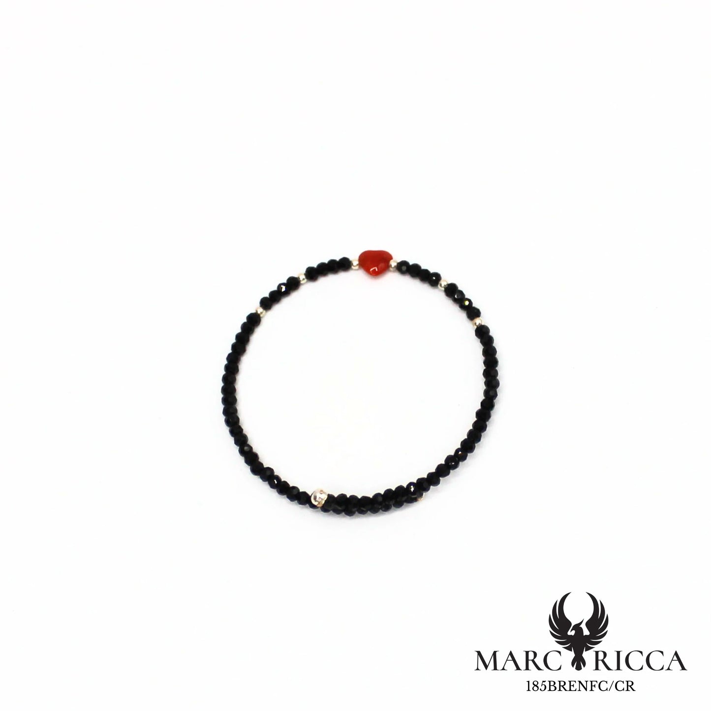 Bracelet jonc cristal et cœur en corail