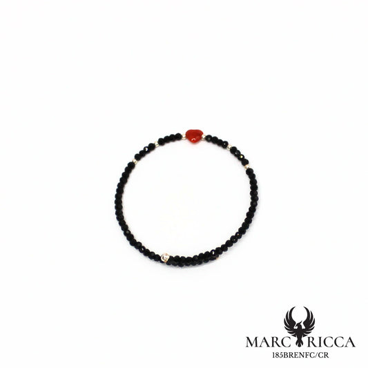 Bracelet jonc cristal et cœur en corail