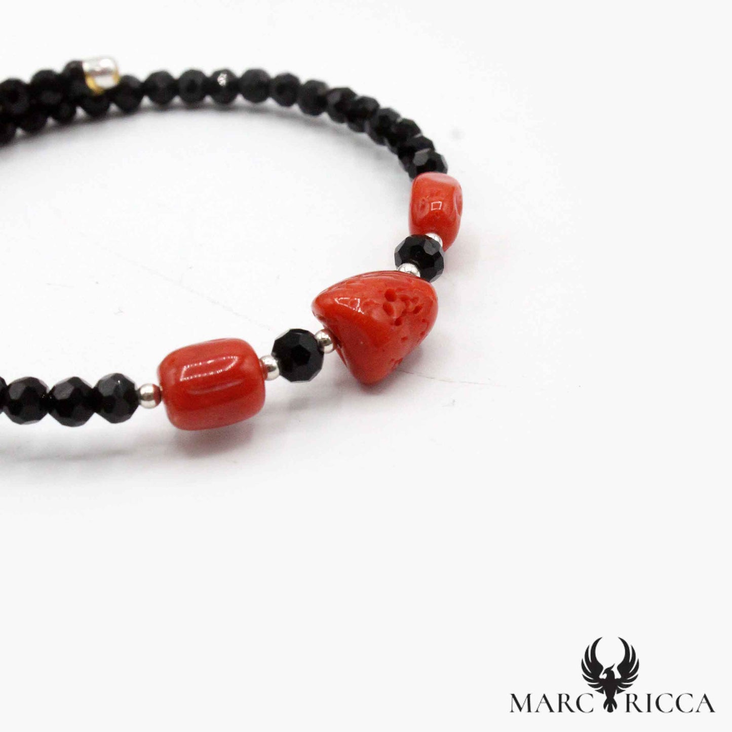 Bracelet Jonc Argent Cristal, 3 Bouts de Corail