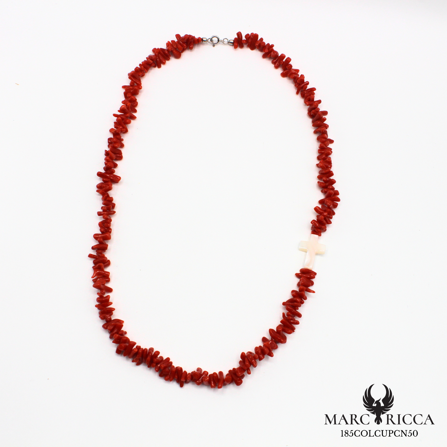 Collier corail Cupolino et croix en nacre