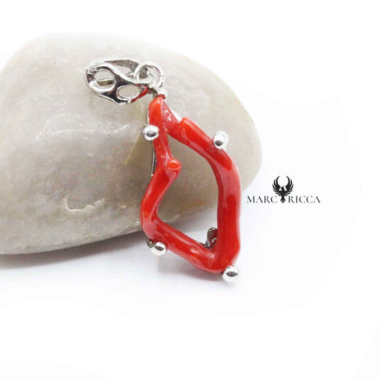 Pendentif Argent Anneau de Corail