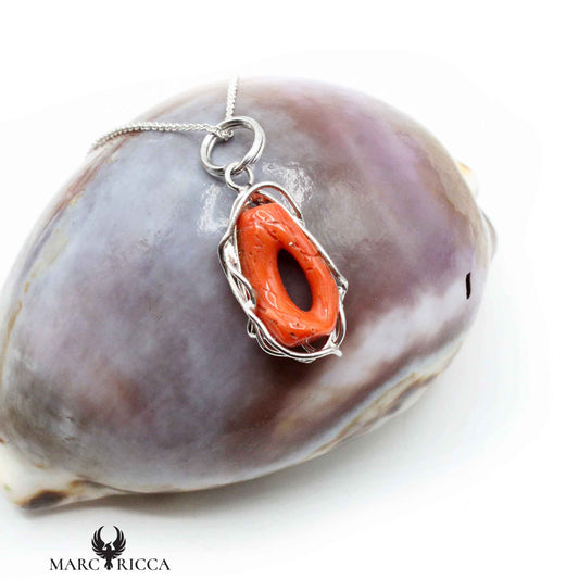 Pendentif Argent Anneau de Corail