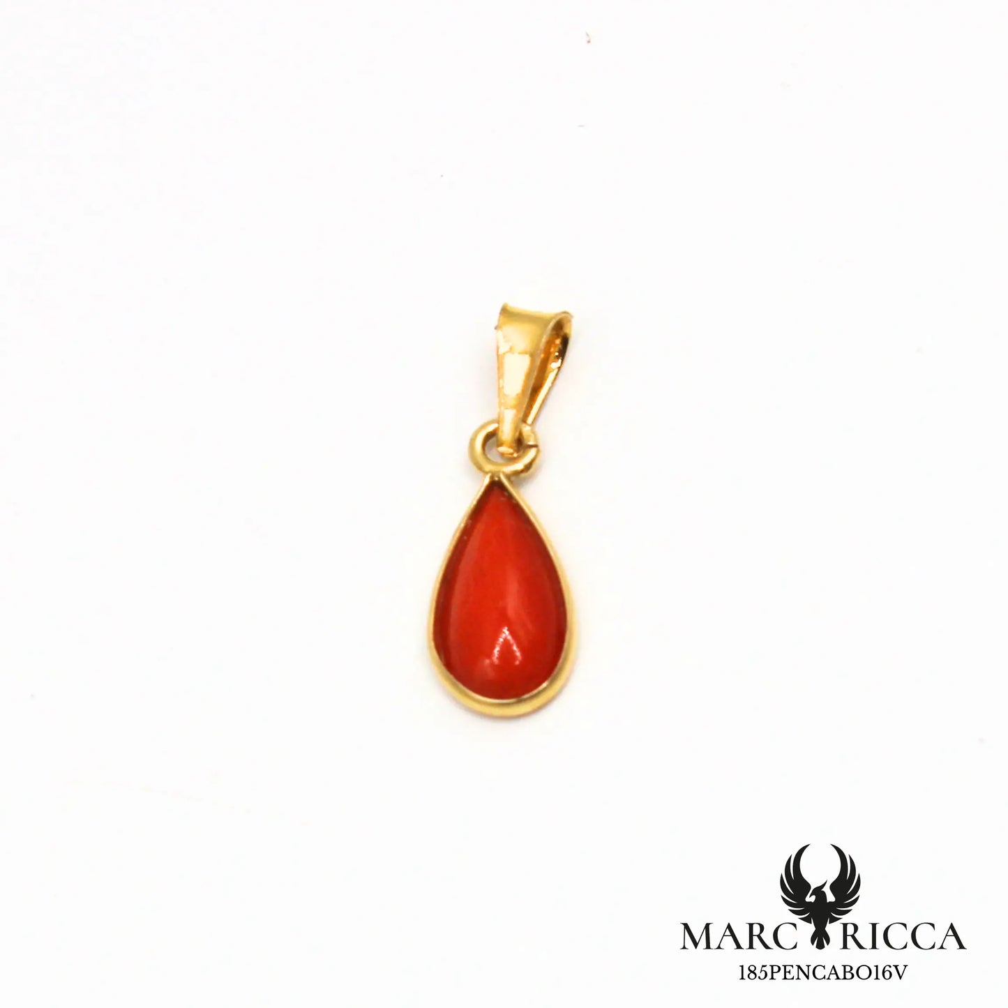 Pendentif goutte corail en vermeil