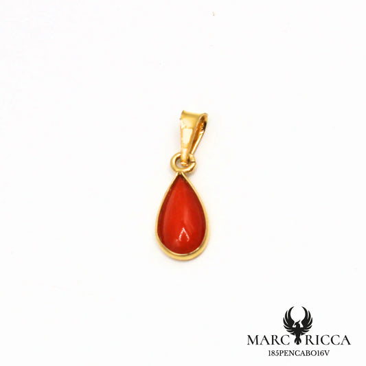 Pendentif goutte corail en vermeil