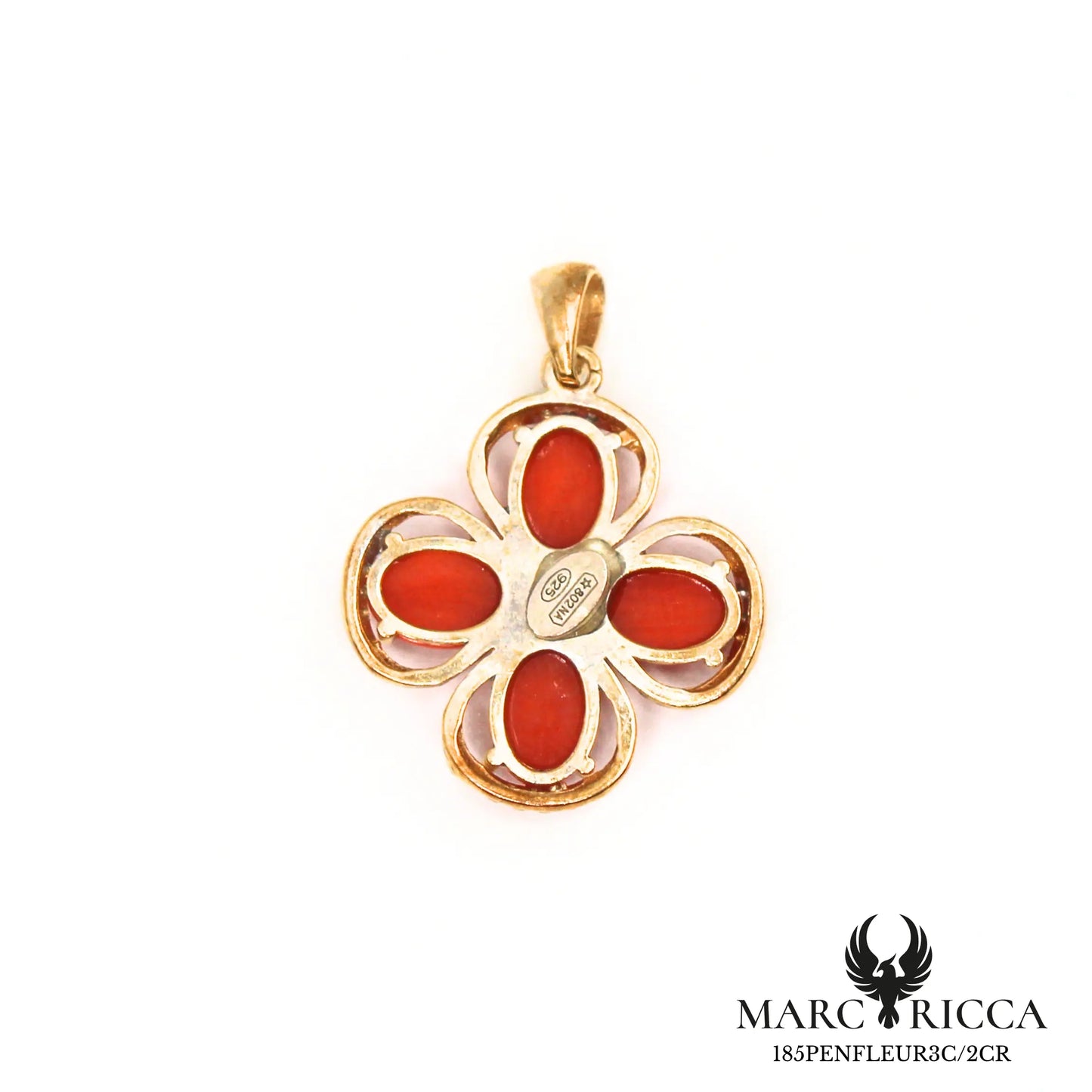 Pendentif fleur corail avec zirconium en vermeil