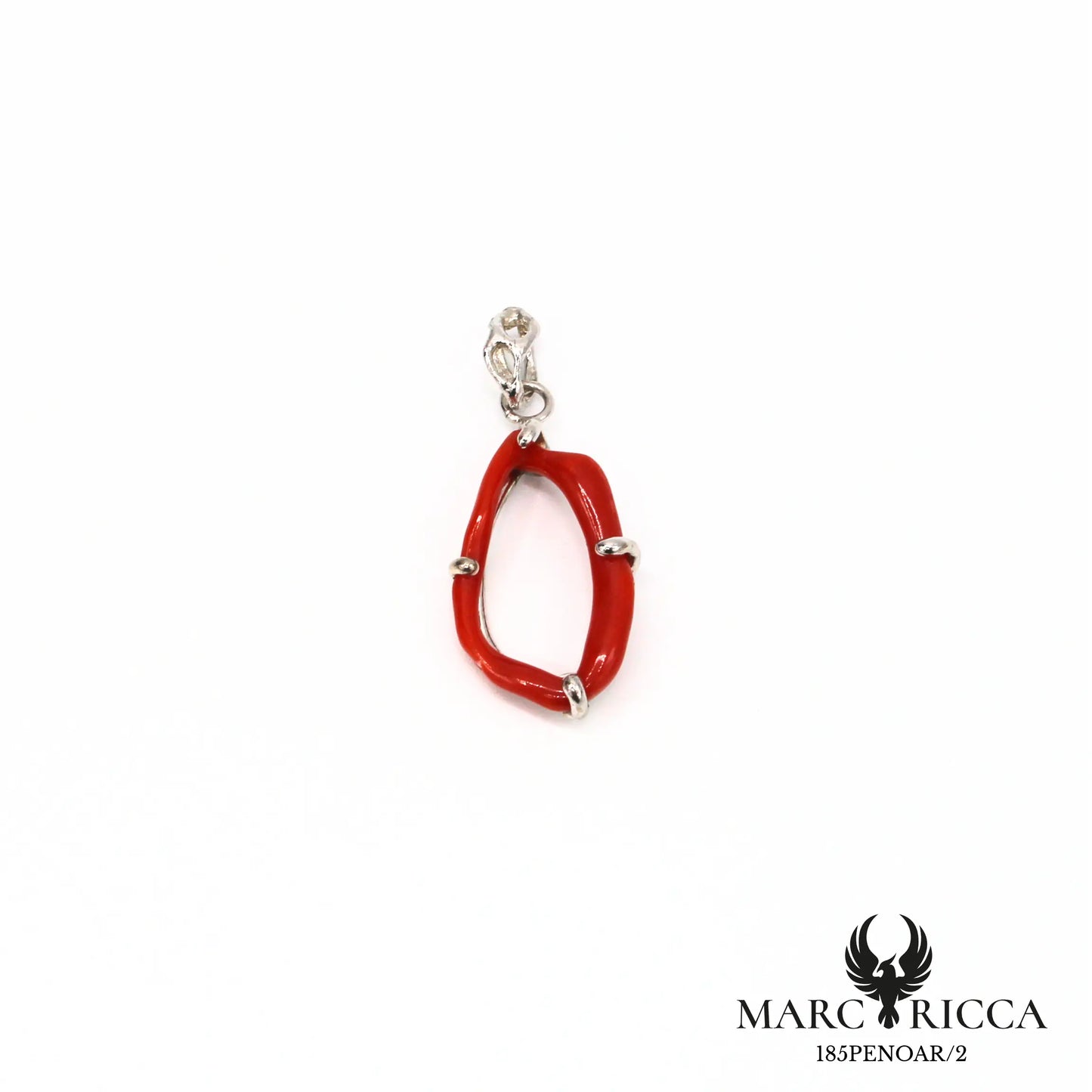 Pendentif anneau corail en argent