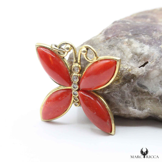 Pendentif Argent Papillon en Corail