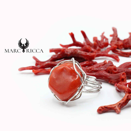 Bague Argent Corail Brut